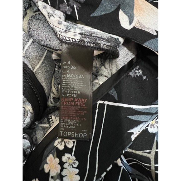 TopShop Wide Leg Crop Pants Black and Cream Floral 4‎ - Picture 6 of 7